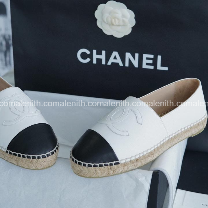Chanel All-Time Classic Black and White Lambskin Espadrilles